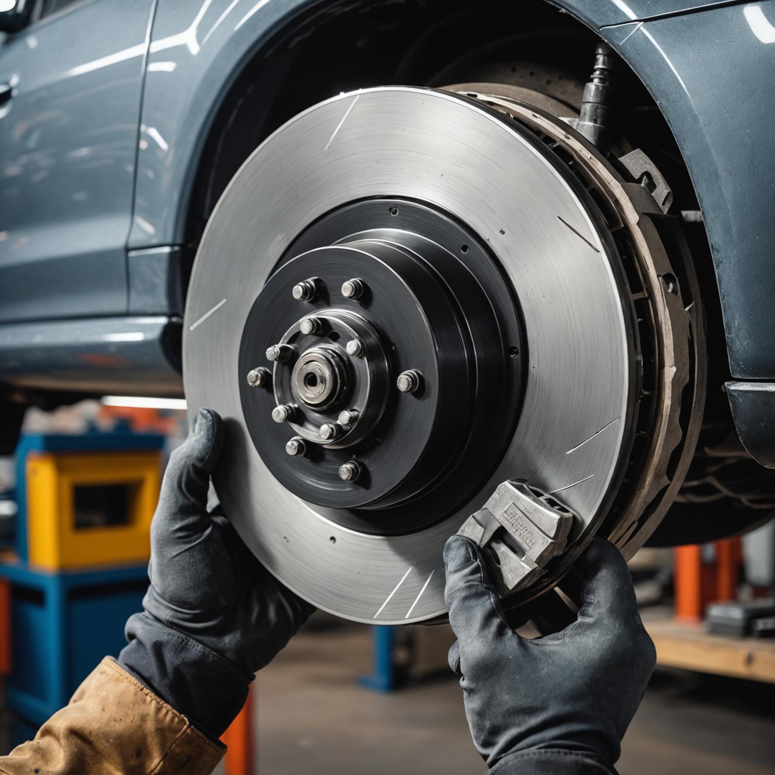 Brake rotor and pad inspection on a hydraulic lift
